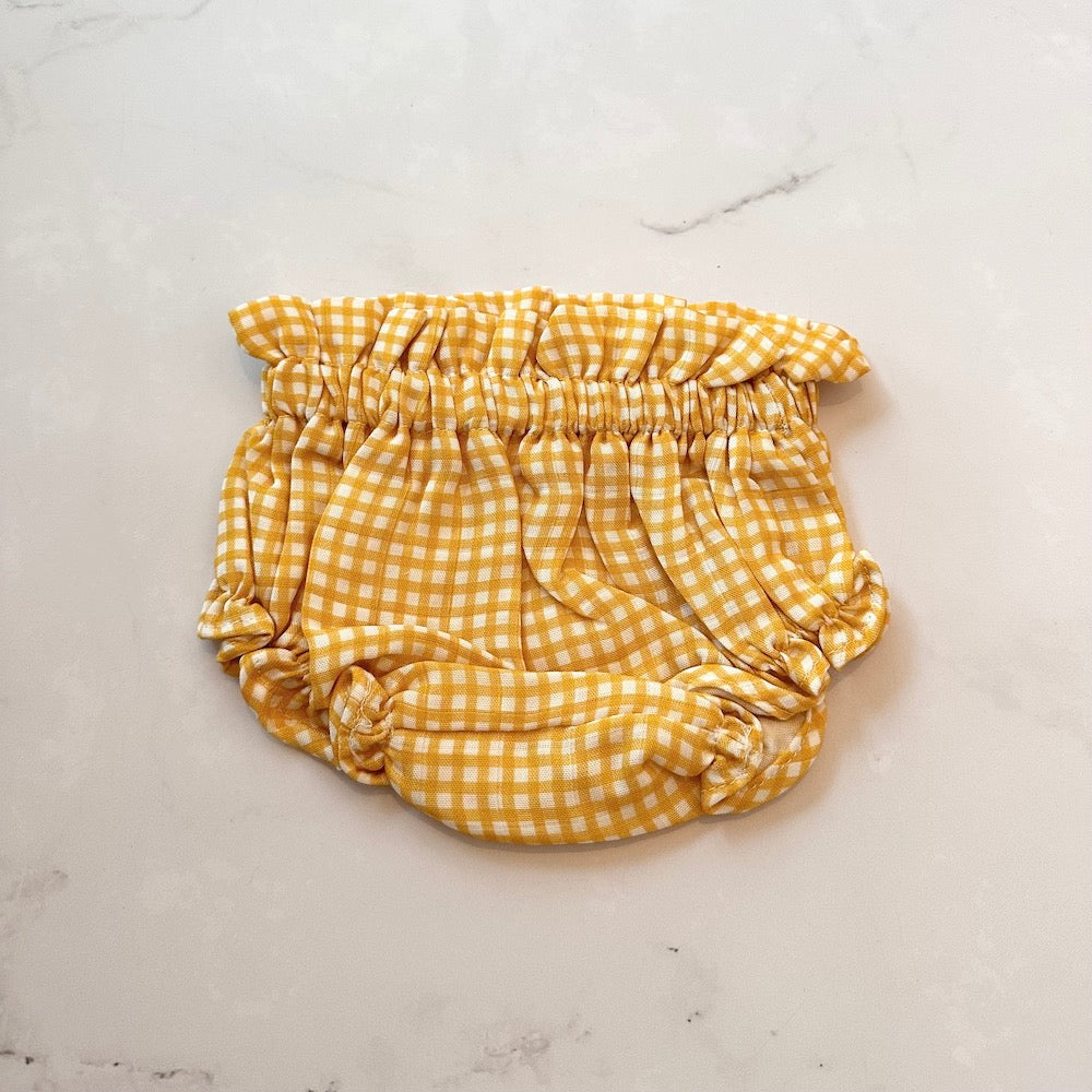 Bloomer bébé enfant junior vichy jaune doux confortable kids baby yellow OEKO-TEX GOTS fabriqué au Portugal 