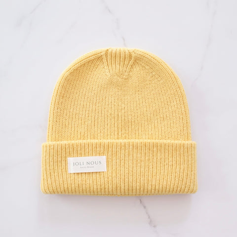Letzte Chance | <tc>Beanie</tc> aus zitronengelber Wolle