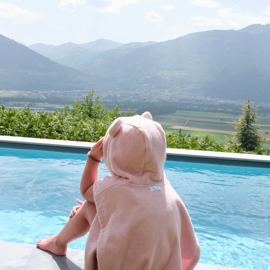Poncho de bain rose