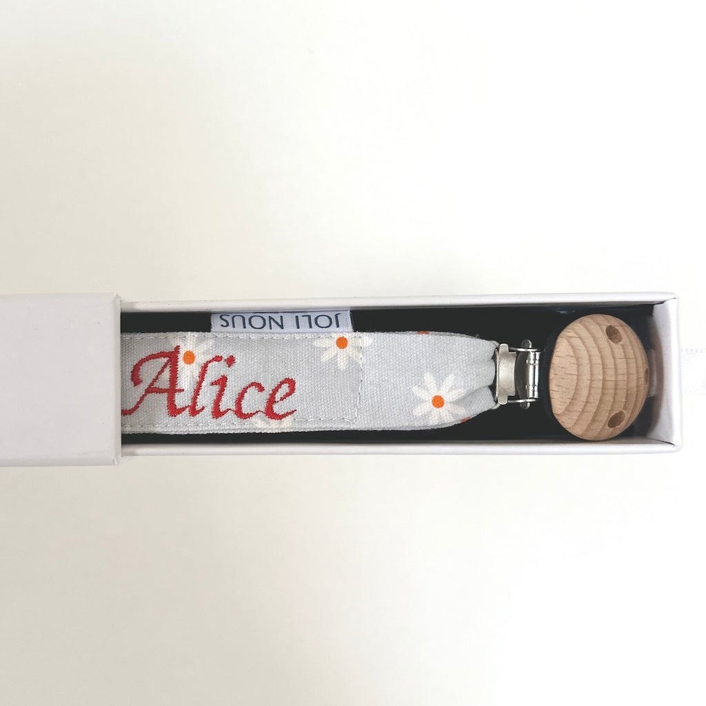 Attache-tétine personnalisable Marguerites