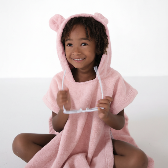 Poncho de bain rose